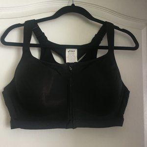 BN ASICS Front Zip High Support Sports Bra Black